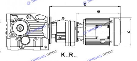 Конический мотор-редуктор K/KA/KH/KF/KAF/KHF127R77-Y0,12-4P-12440-A-M1-0⁰